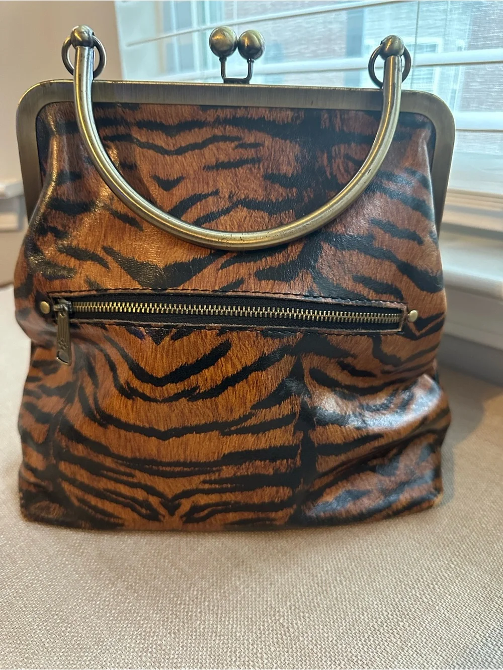 Patricia Nash Novella Frame Bag Tiger Print Leather